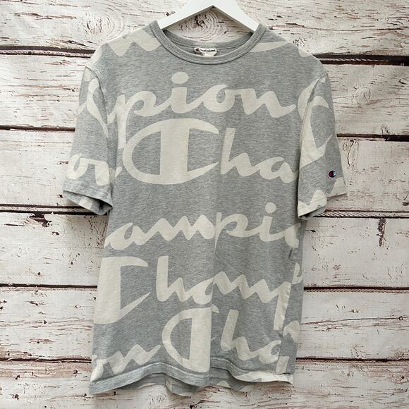 CHAMPION Heritage All Over Logo Print Shirt Size M - Picture 2 of 5